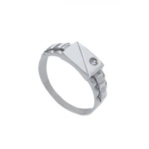 Anello in oro bianco 18 kt. con zircone