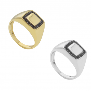 Anelli oro 18 kt. con zirconi neri