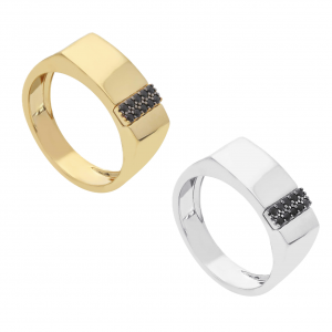 Anelli in oro 18 kt. con zirconi neri