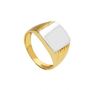 Anello Chevalier in oro giallo 18 kt. e oro bianco 18 kt.