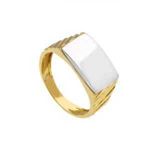 Anello Chevalier in oro giallo 18 kt. e oro bianco 18 kt.