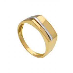 Anello Chevalier in oro giallo 18 kt. e oro bianco 18 kt.